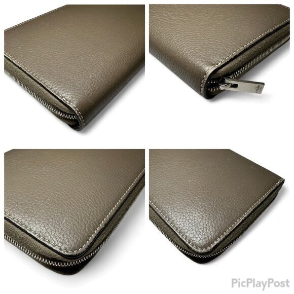 CELINE Leather Zip Around Long Wallet - Brown - Picture 12 of 15